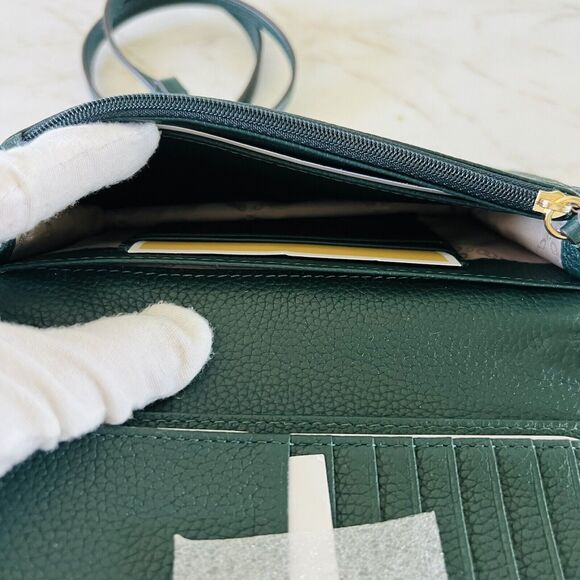 MICHAEL KORS Mott Dark Atlantic Green Leather Phone Crossbody Bag - Picture 8 of 10